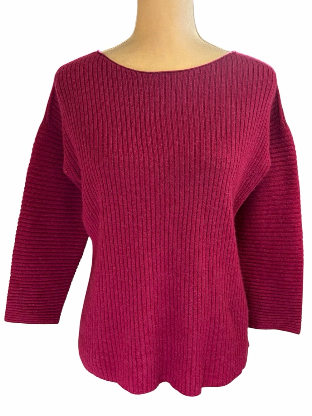 Eileen Fisher Cashmere Ribbed Scoopneck Sweater Medium